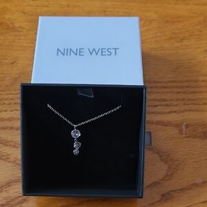 Nine West Silver Necklace with Clear Accents